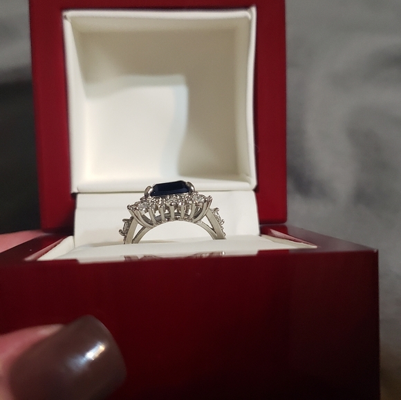 Ladies fashion blue sapphire & whsapphire ri.  New - Picture 5 of 12